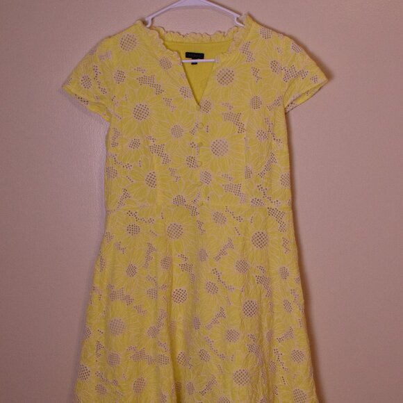 Talbots Women's Floral Eyelet Fit & Flare Summer Dress Preppy Patchwork Coquette - Picture 2 of 9